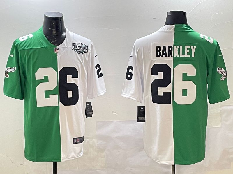 Men Philadelphia Eagles #26 Barkley White Green 2025 Nike Vapor Limited NFL Jersey style 5